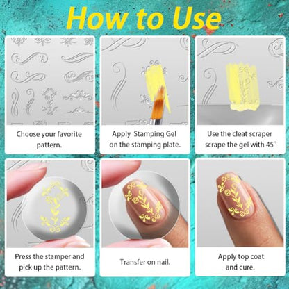 3Pcs Tulip Nail Stamping Plate Set Floral Irregular Geometric Frames Steel Nail Stamp Templates Clear Silicone Nails Stamping with Stamper Scraper for Manicure Printing - style: Tulip