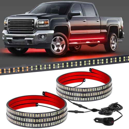XRIDONSEN 2 Pack 70-inch Truck Red Running Board Emergency Lights Strip - color: Red