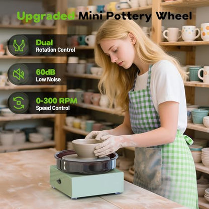 Mini Pottery Wheel for Kids, Beginners, Adults, All-in-one Kit - size: 6inch
