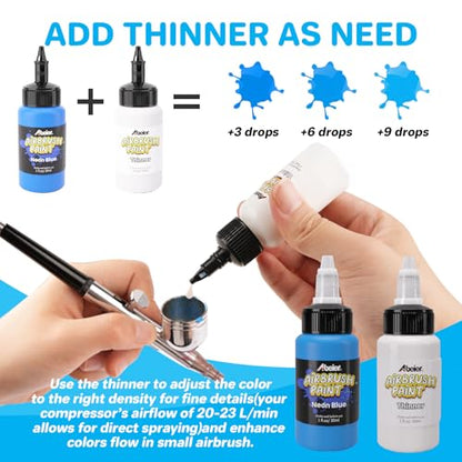 ABEIER Airbrush Paint Set, 28 Colors x 1 oz with 2 Thinners, Ready Spray - color: 28 Colors with 2 Thinners