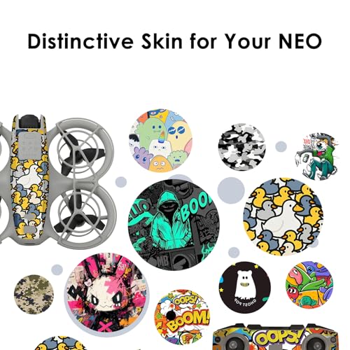CAPART Removable Sticker for DJI NEO Drone, Drone Skin Decorative Stickers Bubble Free (Pack D)