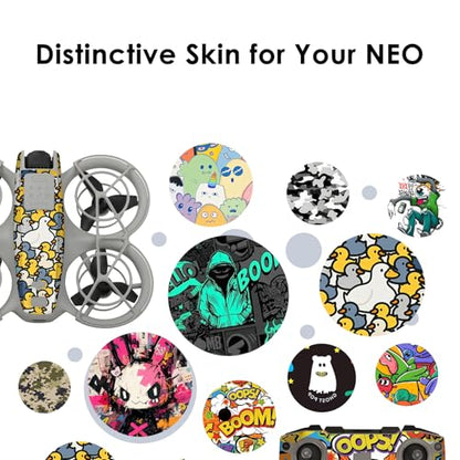 CAPART Removable Sticker for DJI NEO Drone, Drone Skin Decorative Stickers Bubble Free (Pack D)