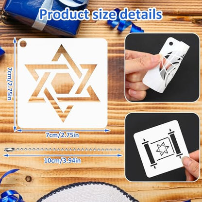 Augshy 56pcs Hanukkah Stencils for Baking Painting, Dreidel Menorah - style: Hanukkah