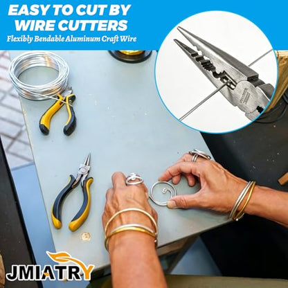 JMIATRY 196FT 16 Gauge Aluminum Wire for Crafts, Silver Armature Wire Roll