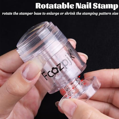 Fcozpjk Rotatable Nail Stamp Clear Silicone Nail Art Stamper Scraper Kit - color: Clear