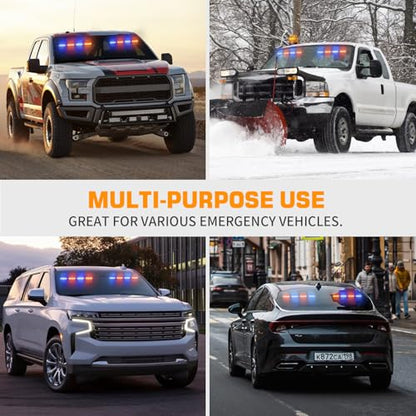 XRIDONSEN 2 in 1 2x 14 inch Strobe Light Bar - color: Amber/Blue