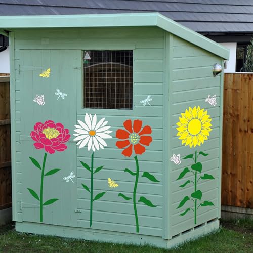 Large Flower Stencils for Wood Fence Floral Stencil - style: Flowers Mix