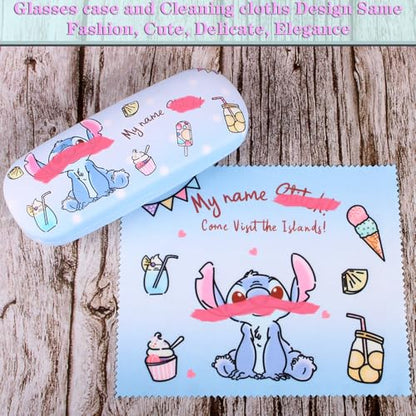 Cute Eyeglass Cases Hard Shell Storage Case Protective Box With Glasses Cloth Adjustable Glasses Strap Ear Grips Hook - color: Set-1
