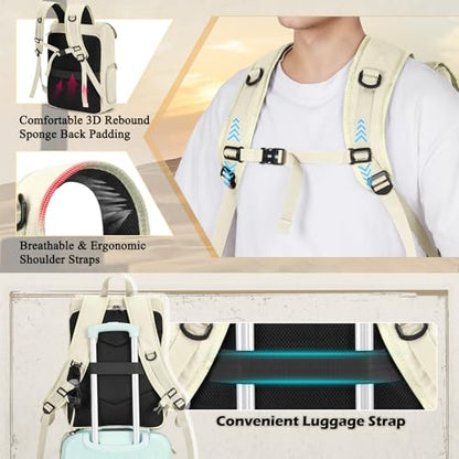 RAINSMORE Camera Backpack, DSLR SLR Mirrorless Camera Bag for Photographer - color: Beige