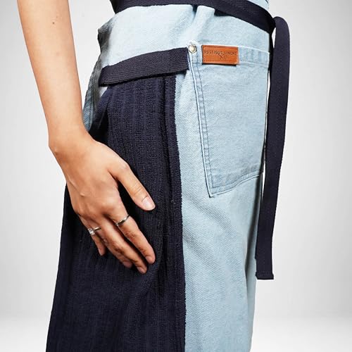100% Cotton Printed Kitchen Apron with 2 Pockets for Men and Women – Adjustable Chef Apron - Machine Washable - color: Sky Blue