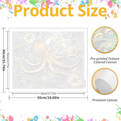 Octopus Paint by Numbers Kit for Adults, 16x20 inch - color: Octopus