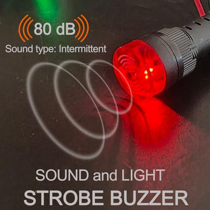 2pcs 16mm 12V Buzzer with Red LED Indicator Light Flash Alarm Beep Signal Intermittent Sound - size: 16mm / 12V