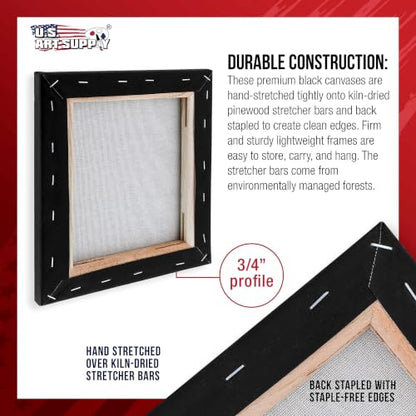 U.S. Art Supply 8"x8" Mini Square Canvases for Painting, Pack of 4 - size: 8" x 8"