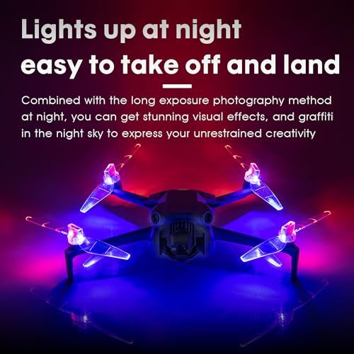Mini 4/3 Propellers LED Lights Replacement Prop Blades Low Noise Accessories for DJI Mini 3/4 Fly More Combo Plus Drone (2 Pairs)