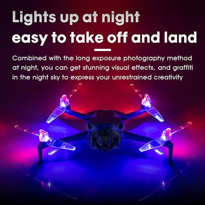 Mini 4/3 Propellers LED Lights Replacement Prop Blades Low Noise Accessories for DJI Mini 3/4 Fly More Combo Plus Drone (2 Pairs)