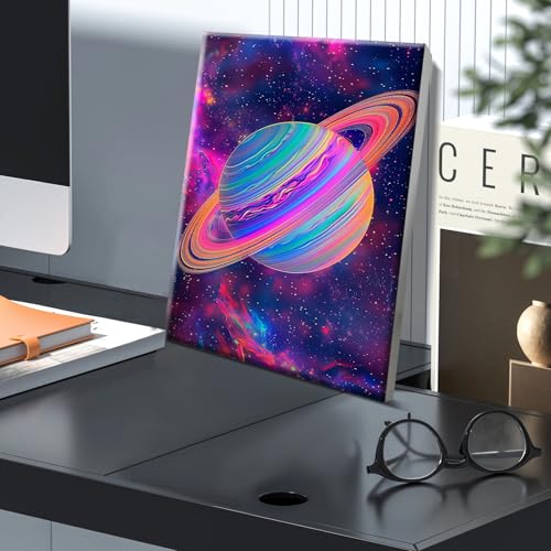 JOOZ Paint by Numbers Kit for Adults with Frame, Planet, 8x12 Inch - color: Planet 256