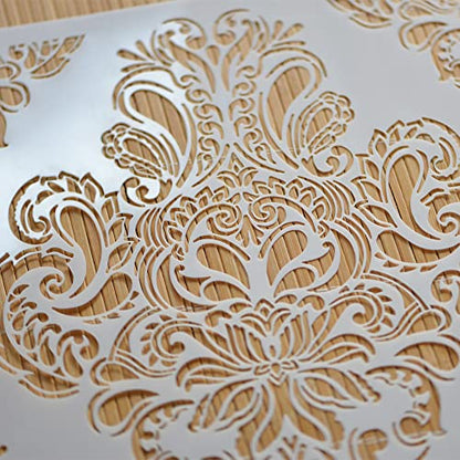 Floral Stencil 12x12 Inch, Large Reusable Stencil for DIY Crafts - style: FLB