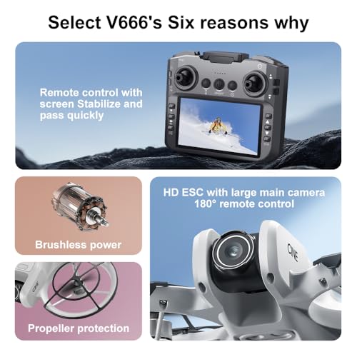 RC Drone with HD Camera for Adults Beginners, FPV Drones with Screen on Controller, Brushless Motor, Intelligent Flight, Gesture Control, 3D Flip, One Key Start, Optical Flow Positioning, Headless Mode, Remote Control RC Quadcopter Beginner-Friendly Aeria