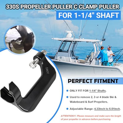330S Propeller Puller C Clamp Puller Suitable for 1-1/4" Shaft for Ski & Wakeboard & Surf Propellers, Adjustable Range 4.33Inch to 5.51Inch