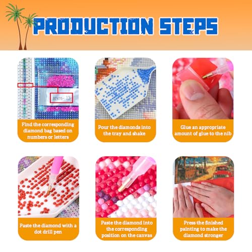 DOTSOPS 6 Pack Coastline Diamond Painting Kits for Adults Round Full Drill - color: Beach A