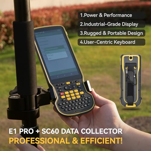 E1 Pro RTK GNSS Surveying Equipment, GNSS RTK GPS with IMU Rover Receiver, GPS RTK with Larger HD Color Screen and Handheld Collector, 1cm Accuracy, 60° Tilt Survey, 15km UHF Range - style: E1 Pro