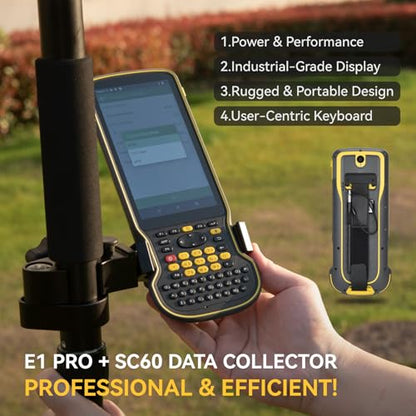 E1 Pro RTK GNSS Surveying Equipment, GNSS RTK GPS with IMU Rover Receiver, GPS RTK with Larger HD Color Screen and Handheld Collector, 1cm Accuracy, 60° Tilt Survey, 15km UHF Range - style: E1 Pro