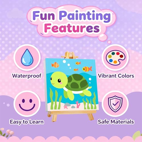 Gemozaic 4 Pack Paint by Numbers Kit for Kids Age 4-12 with Frame and Easel - color: BKH2026-BKH2029