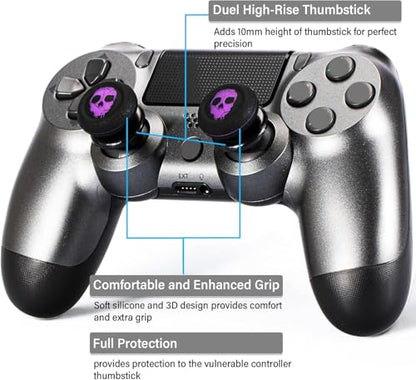 FPS Thumbstick Extender & Printing Rubber Silicone Grip Cover 2 Sets for PS5 & PS4 Controller (Ghost Purple) - color: 14