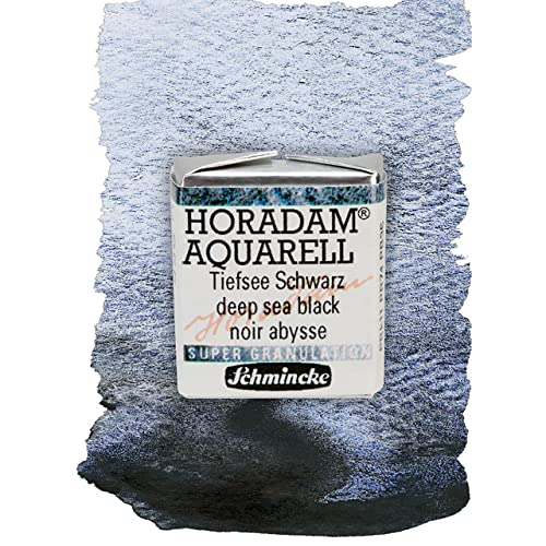Schmincke - HORADAM® AQUARELL, Super Granulation, 14 955 044 Deep Sea Black, 1/2 Pans, Very Strong granulating Colors, Finest, Super granulating Watercolors - color: 955 deep sea black