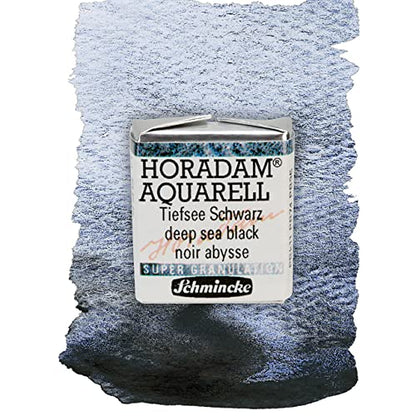 Schmincke - HORADAM® AQUARELL, Super Granulation, 14 955 044 Deep Sea Black, 1/2 Pans, Very Strong granulating Colors, Finest, Super granulating Watercolors - color: 955 deep sea black