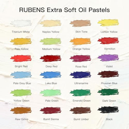 rubens 57 PCS Soft Oil Pastels Kit for Beginner Drawing - color: 24 Colors Set