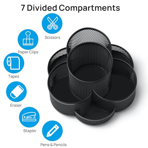 Topwey 360 Rotating Pencil/Pen Holder for Desk in Black - color: Black