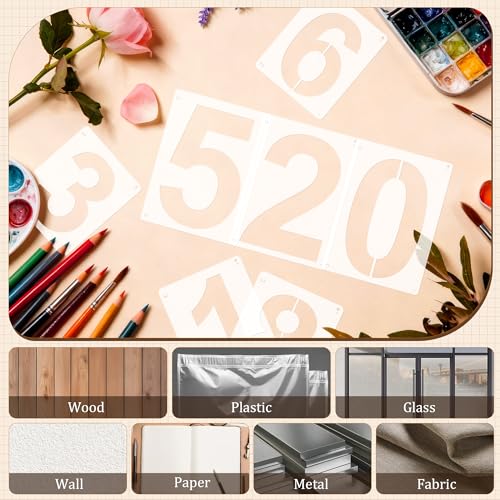 5,6,8 Inch Number Stencils,30Pcs Plastic Reusable Washable Curb Stencil Kit - size: "5Inch,6Inch,8Inch"