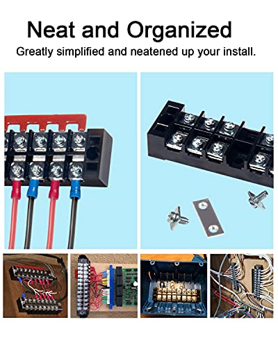 Terminal Block, 5 Circuits 600V 15A Dual Row Screw Terminal Strip, 5 Sets - size: 15A 5P+5pcs Jumpers