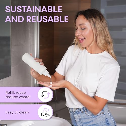 BRIGHTFROM Twist Top Applicator Bottles, Squeeze 8 OZ Empty Plastic Bottles, Refillable, Open/Close Nozzle - Hair Coloring/Multi Purpose (Pack of 2)