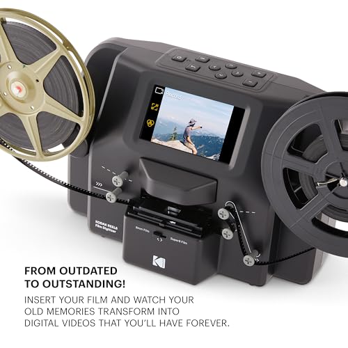 KODAK REELS 8mm & Super 8 Film Digitizer, 1080p MP4, 5" LCD, 8MP Scanner
