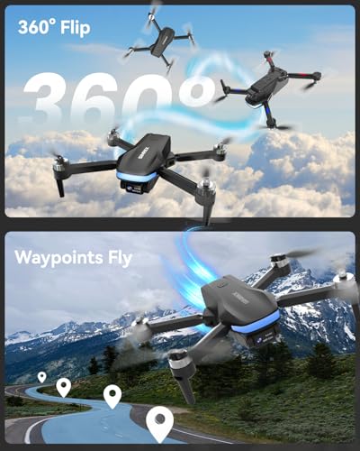 SIMREX 4K FPV Drone with Brushless Motor for Beginners & Teens — 40-Min Flight, Optical Flow Positioning, Gesture Control & VR Mode, Foldable Camera Drone Gift for Kids Ages 8+ (Black) - color: Black