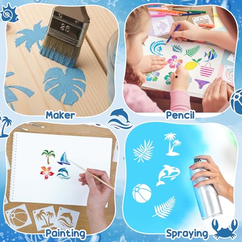 Fainne 100 Pcs 1.5 Inch Hawaii Theme Small Stencils for Crafts - style: Hawaii