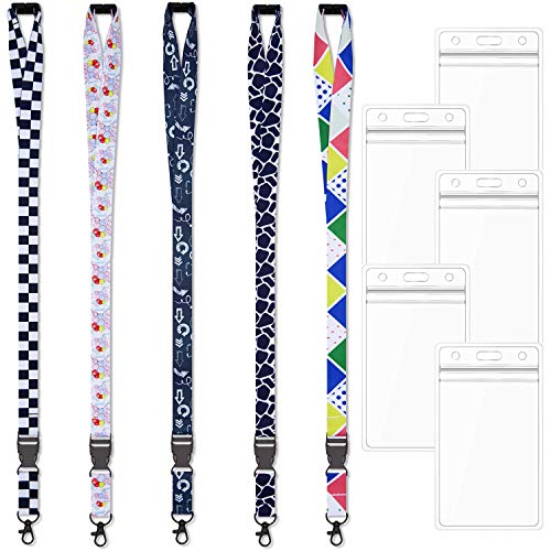 5 Pack Adjustable Lanyards Quick Release with ID Badge Holder Vertical - color: 5 Pack Lanyard With Badge Holder