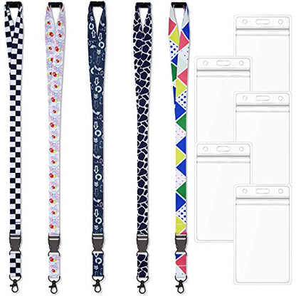 5 Pack Adjustable Lanyards Quick Release with ID Badge Holder Vertical - color: 5 Pack Lanyard With Badge Holder