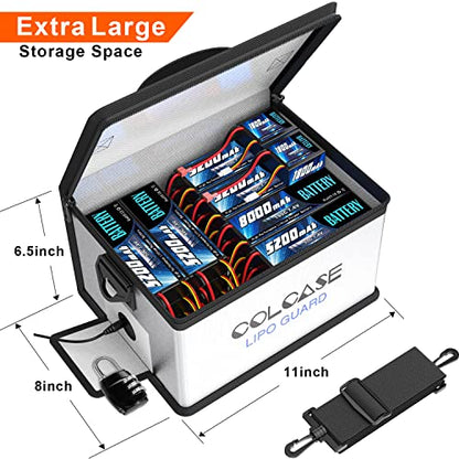 COLCASE Lipo Bag Fireproof Explosionproof for Lipo Battery Storage Charging - size: Large (11.0 x 8.0 x 6.5 inches)