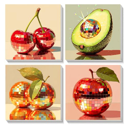 AUKELHJ 4 Pack Framed Paint by Numbers Kit for Adults, Fruit, 8x8 inch - color: 04-Fruit