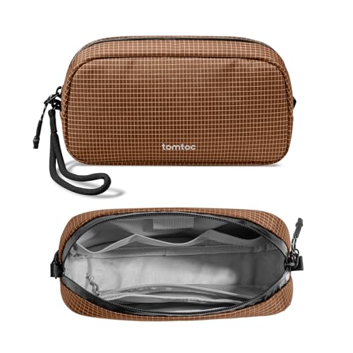 tomtoc Electronics Organizer Travel Case Performance, Cable Tech Pouch - color: Brown Plaid, size: Small