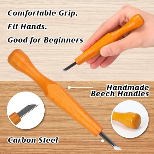 WILLBOND 5 Pcs Linocut Carving Tools Set Triangular Linoleum Various Sizes Wood Carving Knife Chisel V Shaped Tools for Linocut Printmaking Woodcarving(Slanted)