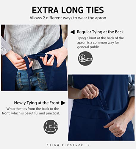 Syntus Apron for Men Women, Adjustable Cooking Kitchen Apron with 2 Pockets - color: Blue Dark, style: 2 Polyester Blend