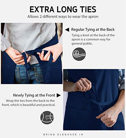 Syntus Apron for Men Women, Adjustable Cooking Kitchen Apron with 2 Pockets - color: Blue Dark, style: 2 Polyester Blend