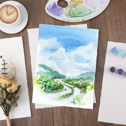 25 Sheets Watercolor Paper 9 x 12 in, 300 GSM, Deckled Edge, Ivory - size: 9 x 12 inch