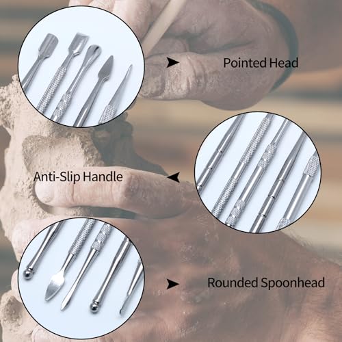 suiwotin 6PCS Wax Carving Tool, Stainless Steel, Silver - color: Silver - 6PCS/Set