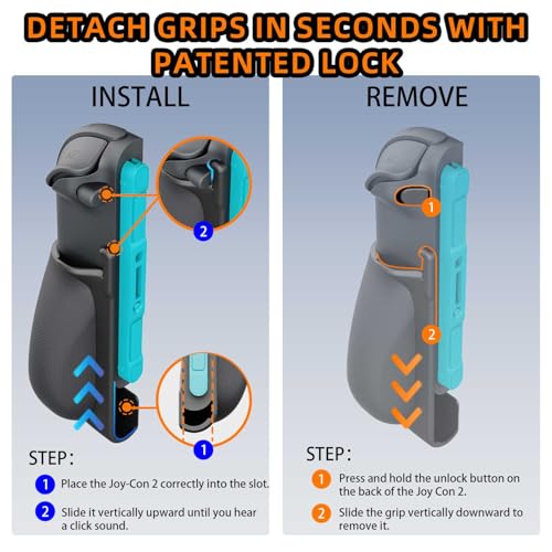 IFYOO NexGrip Ergonomic Grip Set for Nintendo Switch 2 Joycons, Grip Case Compatible with Joy Con 2 Controller, Compatible with Switch 2 Joycon, Switch 2 Accessories - Black