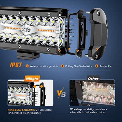 Nilight 6.5inch Amber White Strobe 6 Modes 120W LED Pod Light - color: Amber&White 6 Modes